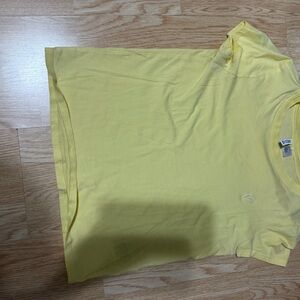 H&M Yellow Short-Sleeve Crewneck Tee with Small Heart Embroidery